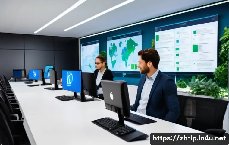 지적재산권의 중요성과 경제적 가치 - A modern high-tech startup office environment showcasing a diverse team of professionals collaborati...